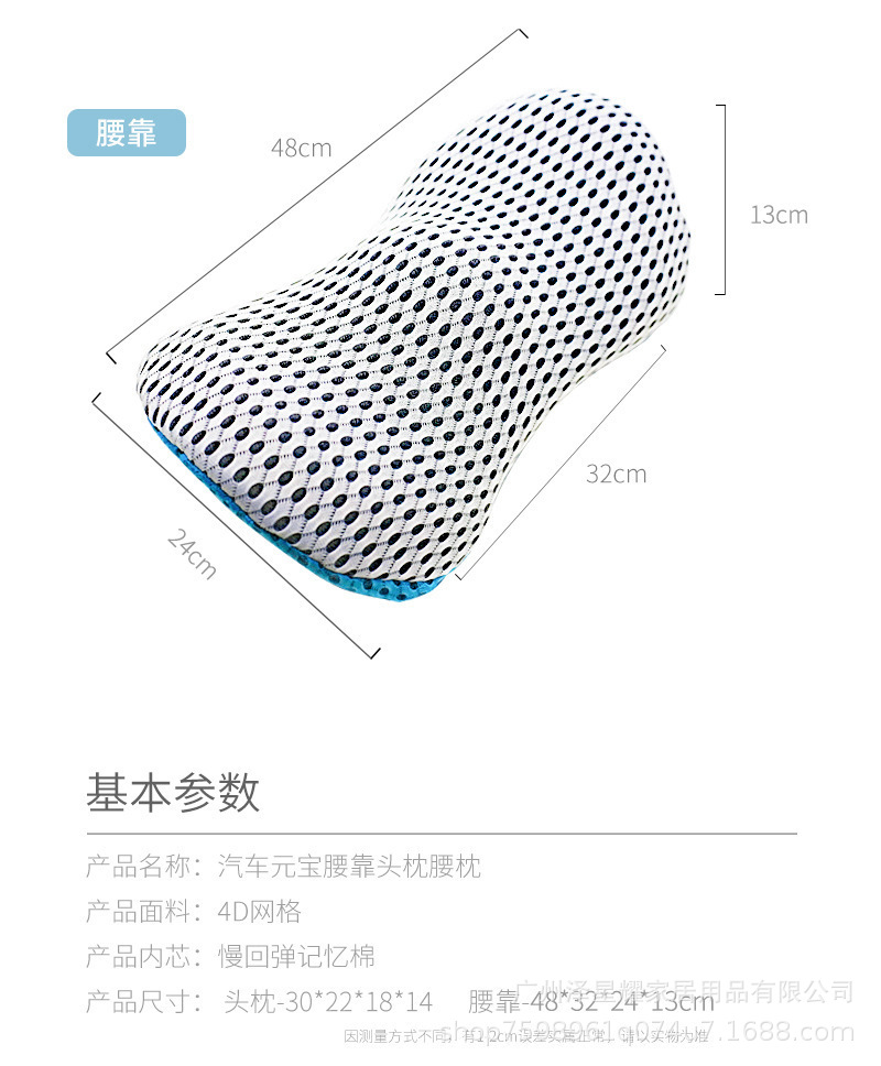 Memory foam lumbar support pillow for stress relief, slow rebound waist cushion for sofa, car, and office