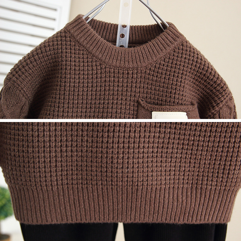 6843 suéter grueso para niños otoño e invierno 2025 nueva camisa de fondo coreana para niños suéter de invierno para bebés suéter image 4