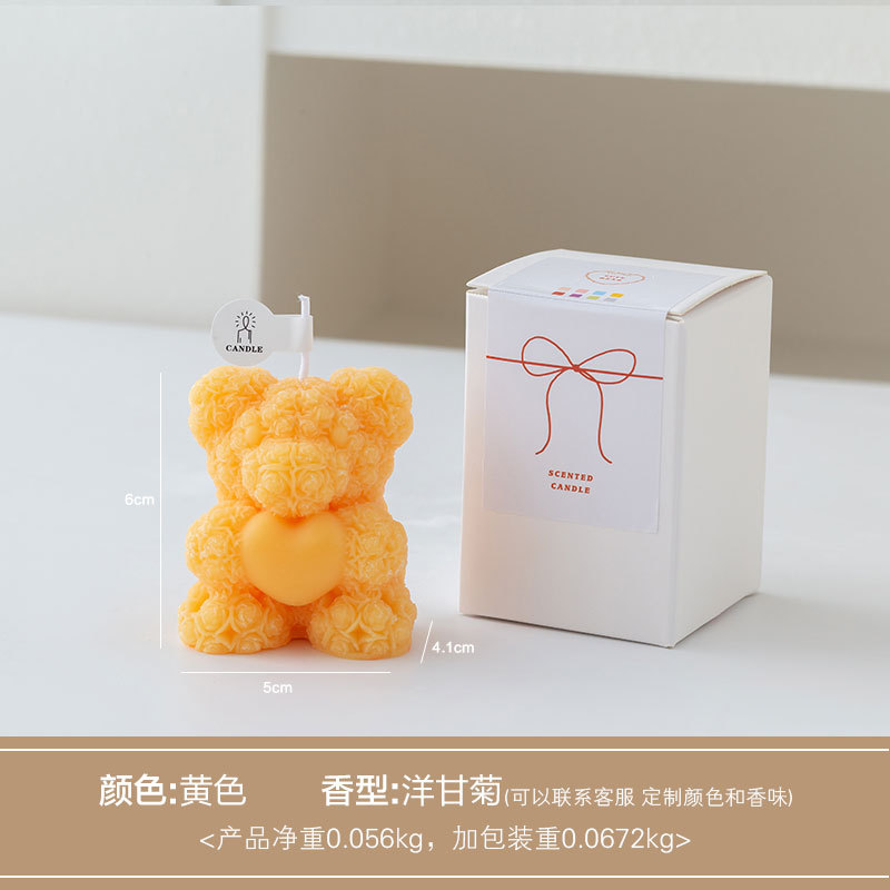 Love Rose Bear Velas de aromaterapia Lindo Festival de Tanabata Regalos creativos Atmósfera de aromaterapia Recuerdos Adornos decorativos