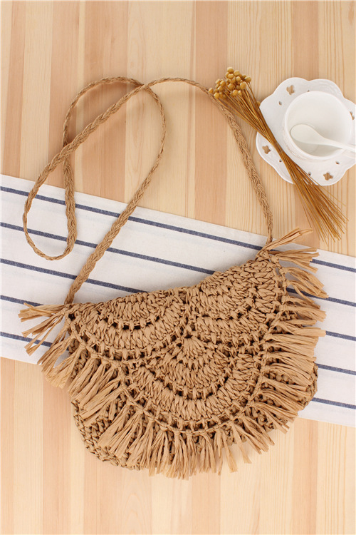 Tassel Fashion Element Zipper Closure Type Women's Small Spring&summer Straw Vacation Straw Bag