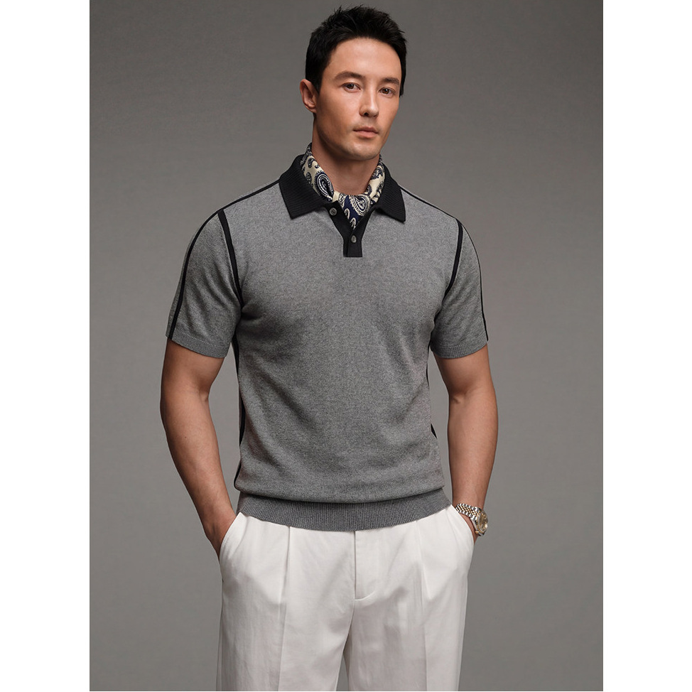 Polo camiseta de punto camiseta de manga corta camiseta de hombre paul línea tridimensional viejo qianfeng verano fábrica transfronteriza al por mayor