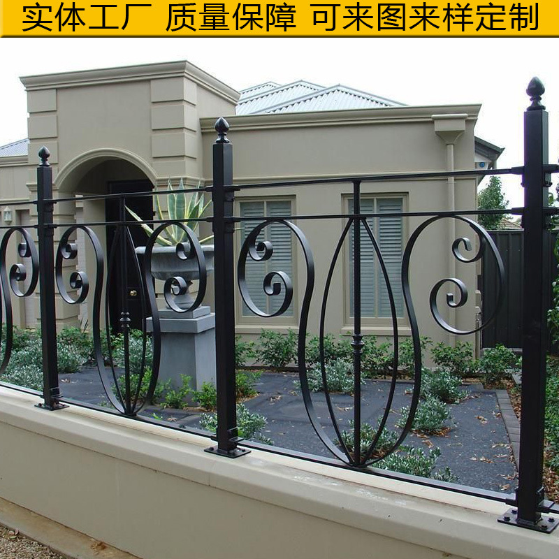 欧美螺纹锻钢围墙护栏生铁栅栏庭院铸铁栏杆焊接实心铁艺隔离围栏