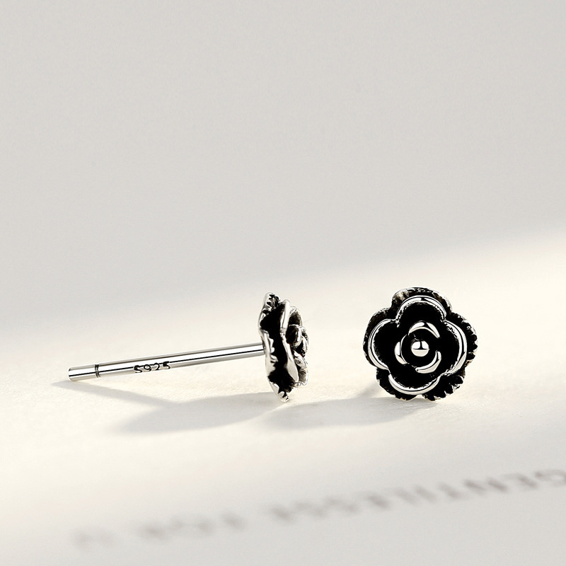 S pure for women, Thai silver roses, personalized niche design, simple and trendy jewelry earrings_voghion.com