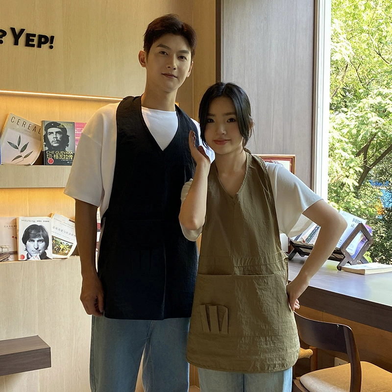 Новый стильный бытовой фартук для приготовления пищи, маслостойкая и грязеотталкивающая рабочая одежда, водоотталкивающий комбинезон для общественного питания, удобный и дышащий фартук-жилет.