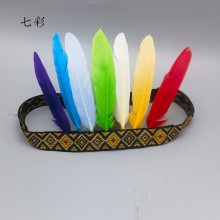 彩色羽毛头饰印第安非洲鼓发带成人儿童舞蹈表演羽毛头箍波西米亚