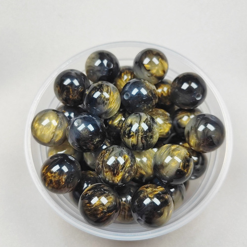 Resin Imitation Tiger Eye Stone Cloud Beads Colored Light Fine Sparkling 16mm Straight Hole Loose Beads DIY Bracelet Buddha Beads Bead Accessories
