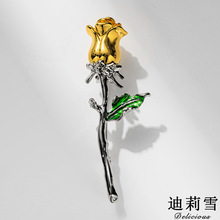 迪莉雪 小王子的玫瑰花复古高级珐琅双色金花朵胸针别针 节日礼物