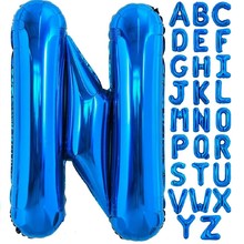 40寸英文字母气球亮蓝色铝膜生日派对厂家批发字母派对场景布置
