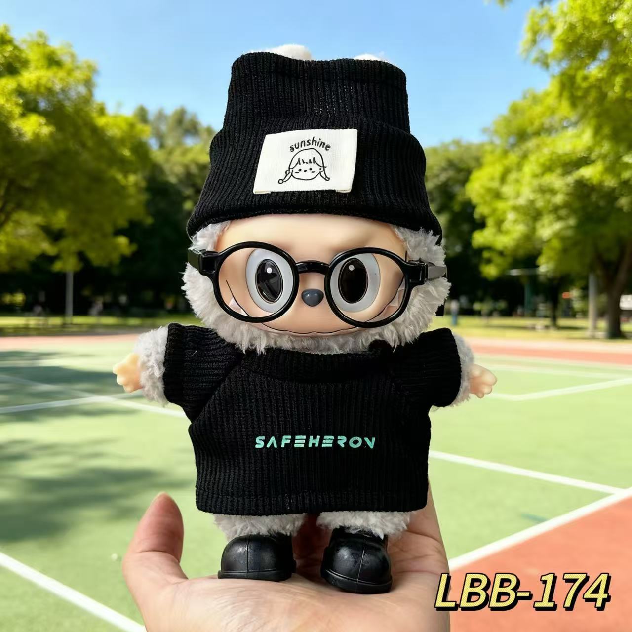 Suéter de invierno serie de ropa de tela de labu set una segunda y tercera generación de ropa de bebé Labubu 17cm de peluche universal