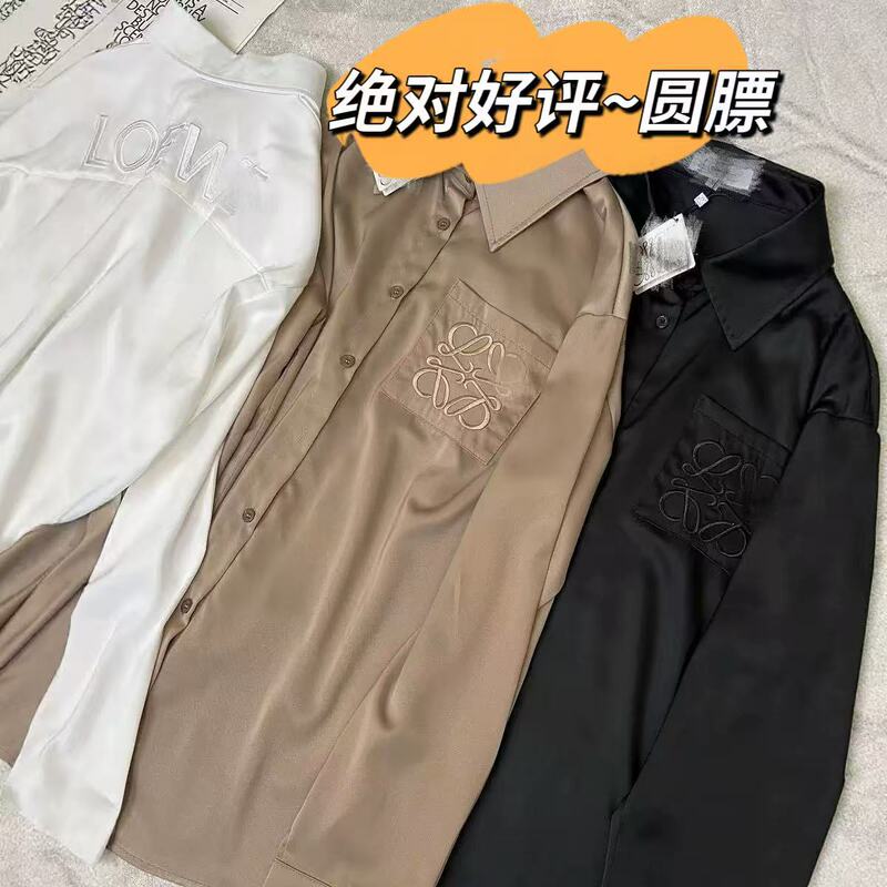 In-stock and ready to ship~Correct version - Luo Jia 26 high-grade satin embroidered loose casual style long-sleeve three-color in stock In-stock and ready to ship~Correct version - Luo Jia 26 high-grade satin embroidered loose casual style long-sleeve three-color in stock