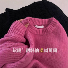日系浣熊绒套头毛衣女秋冬宽松外穿慵懒风软糯针织衫打底内搭上衣