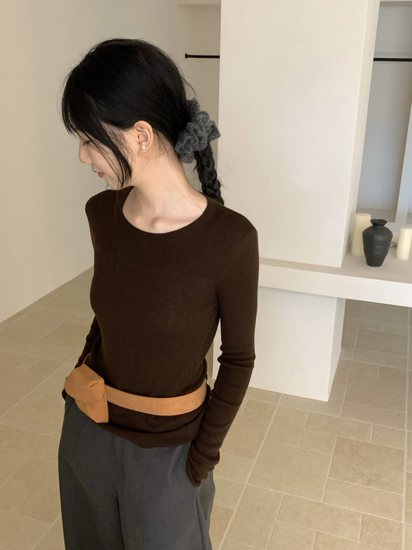 秋季新款！韩系高品质含羊毛百搭休闲纯色舒适打底针织衫|undefined