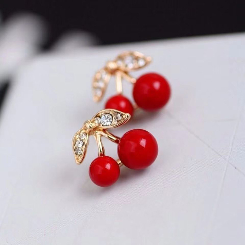 Trend fashionable red universal cute earrings with bow