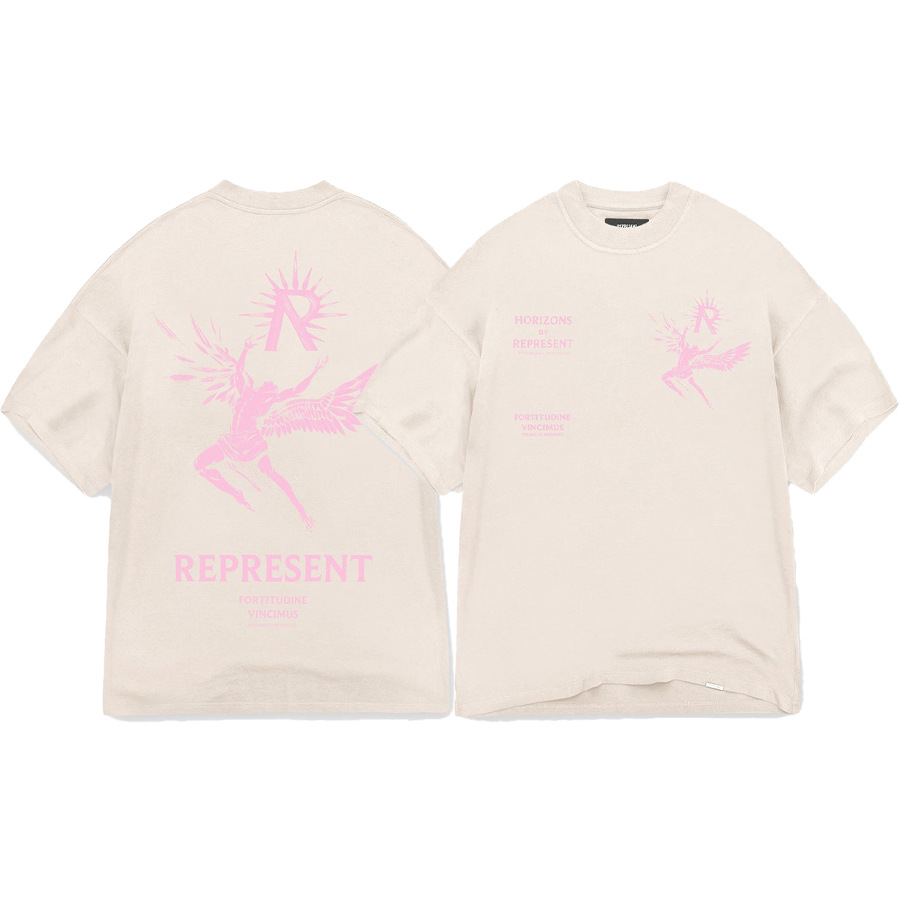 Marca de moda transfronteriza REPRESENT sol ala dios personaje lema logo hombre suelto casual camiseta de manga corta