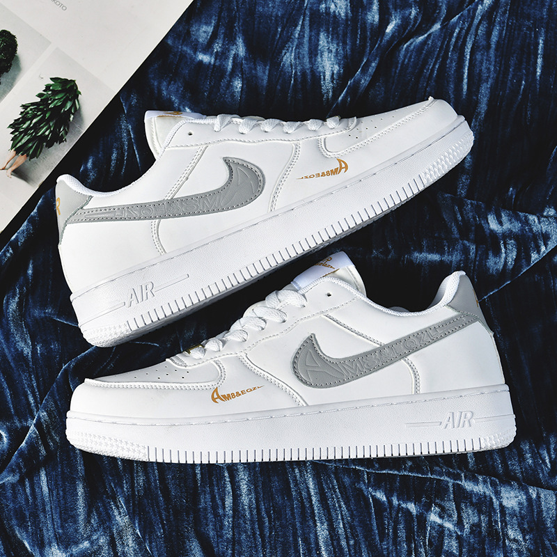 Putian Aj Air Force One Sneakers Low-Top White Black Gold Versatile Casual Sports Shoes Unisex Shoes White Shoes Men