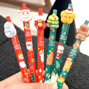 Cute Christmas resin gel pen resin modeling press pen Christmas holiday student gifts learning writing stationery