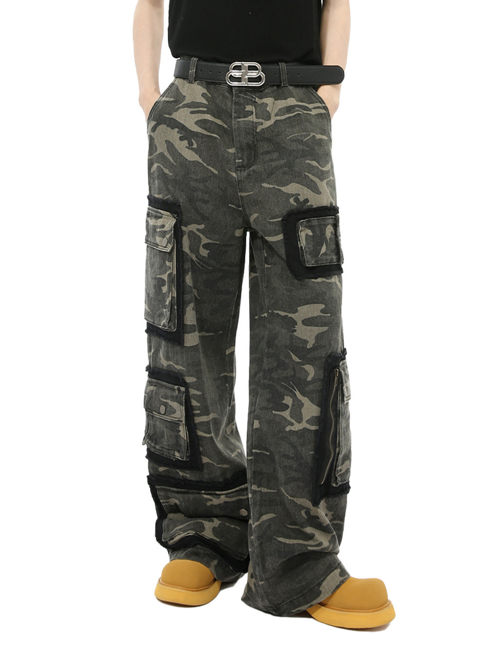 MTLCLOTHES Hombres| Otoño nuevo diseño personalizado de calles de alto nivel de bolsillo camuflado pantalones de trabajo recto