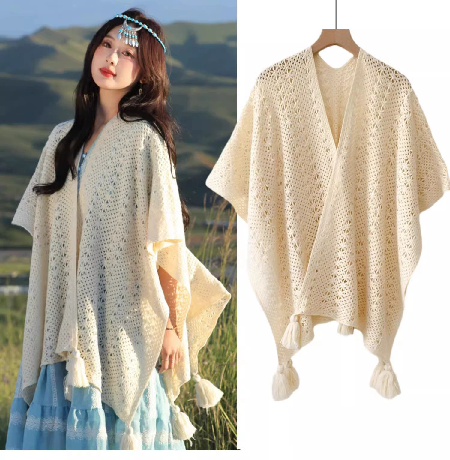 Summer solid cloak, trench coat, woolen universal scarf, western style