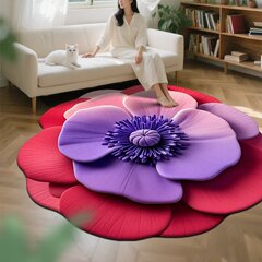 跨境3D立体植物花卉水晶绒地垫客厅聚酯纤维耐脏易打理装饰床边毯