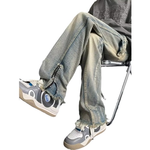 Selectively chosen American retro mud work jeans for men, summer design sense, niche pants, high street fashion brand, slightly tapered pants