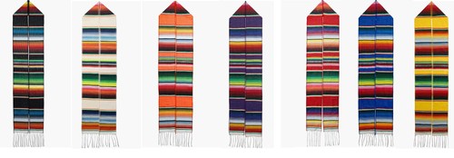 Hand Embroidered Mexican Graduation Belt Color Striped Black Belt Graduation Scarf