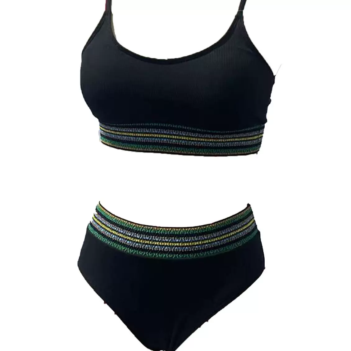 2024跨境亚马逊速卖通纯色分体比基尼撞色腰带性感分体女士泳衣