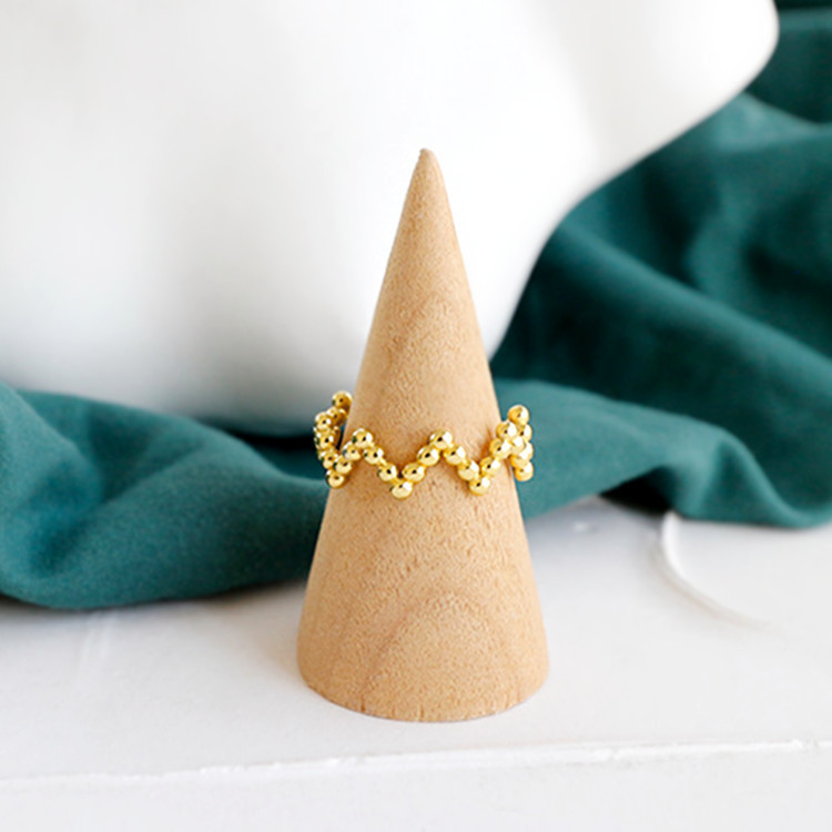 creative small ball wave ring simple geometric smooth bead open copper ring