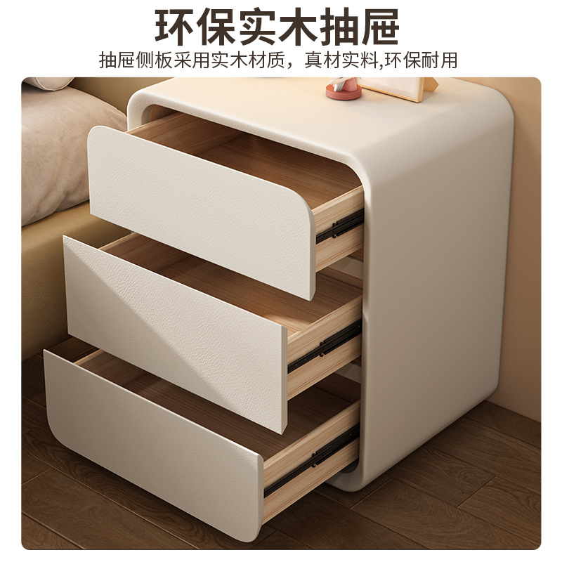 Mesita de noche dormitorio multifuncional luz lujo madera maciza cajón creativo mesita de noche estilo crema almacenamiento pequeño gabinete