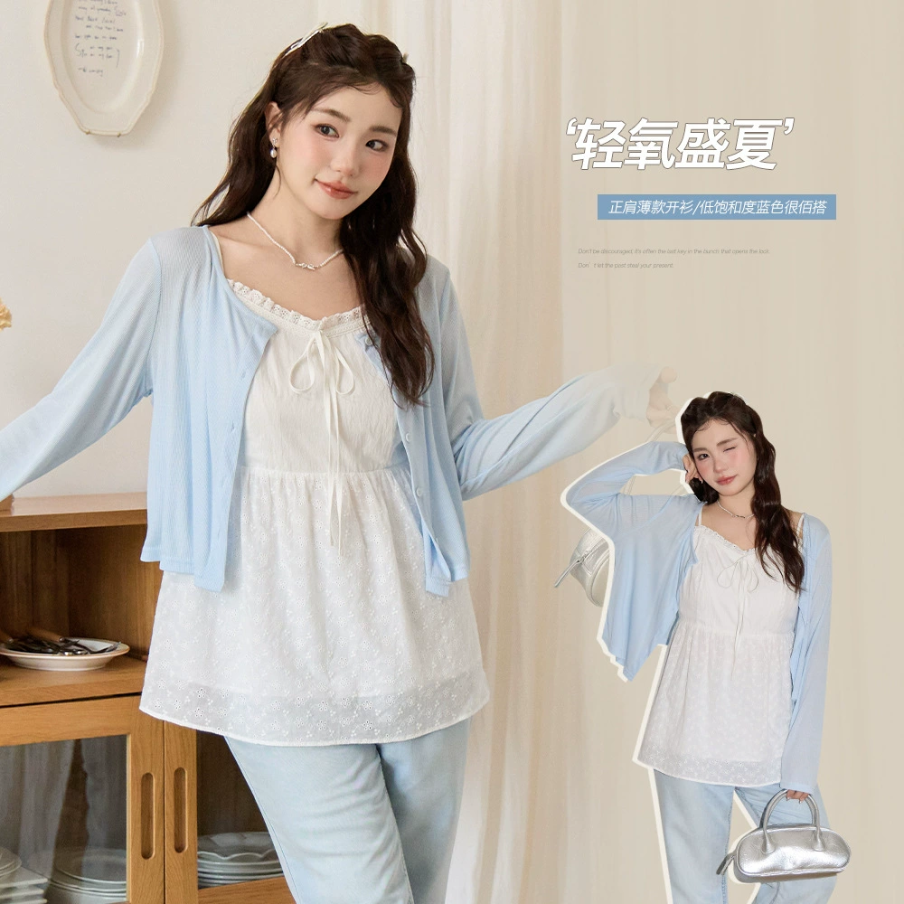 Корейская минималистская вязаная солнцезащитная рубашка с круглым вырезом