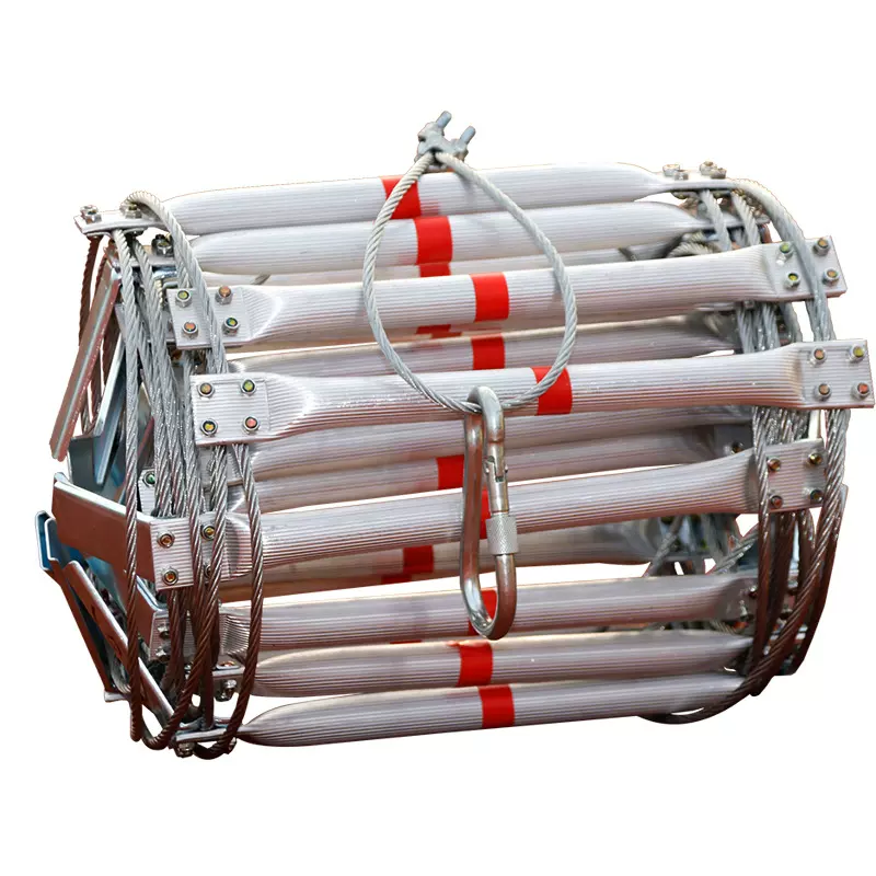 定制铝合金软梯攀爬钢丝绳折叠梯家用高空作业工程梯高楼家用软梯