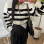 条纹长袖拼色宽松开衫