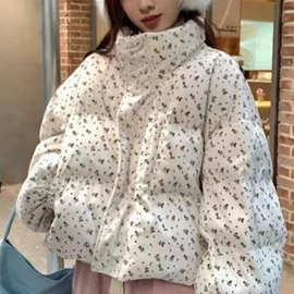 碎花棉服短款外套女冬季年新款韩系新品加厚长袖棉衣花棉袄