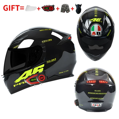 Safe for Men and Women, Motosiklet kaskı (dəbilqə) - bluetooth-model-bright-black-46-black-tea-mirror-hd-mirror-m55-56-head-circumference