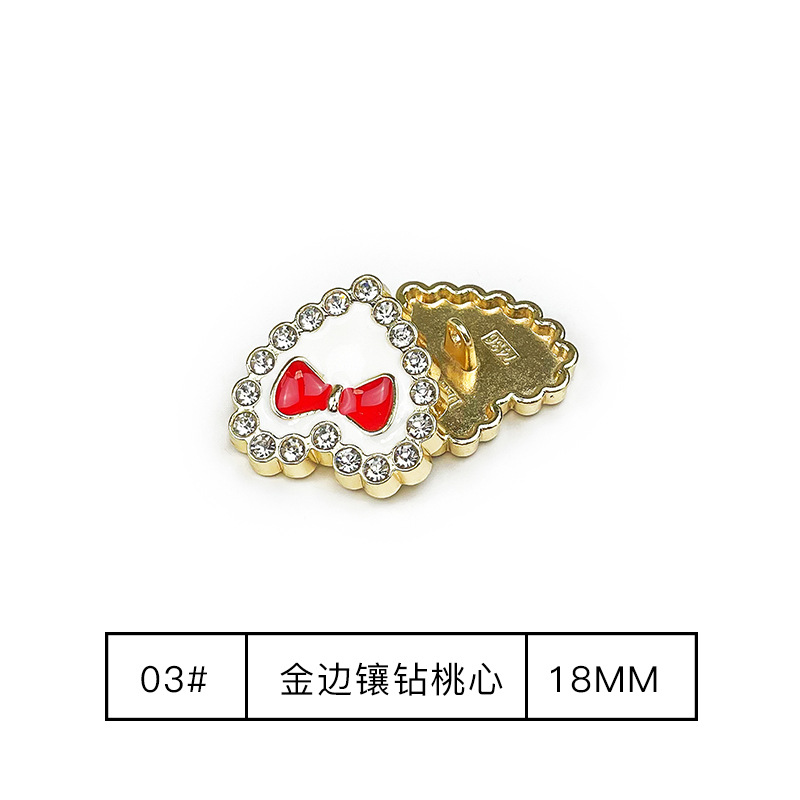 3# Gold edge with diamond heart 18mm