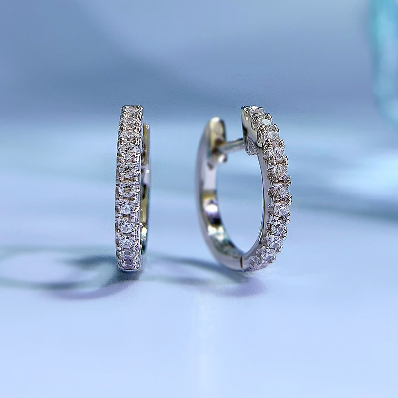 1 Pair Quantity 1 Pair Lady Multicolor Inlay Sterling Silver Zircon Hoop Earrings