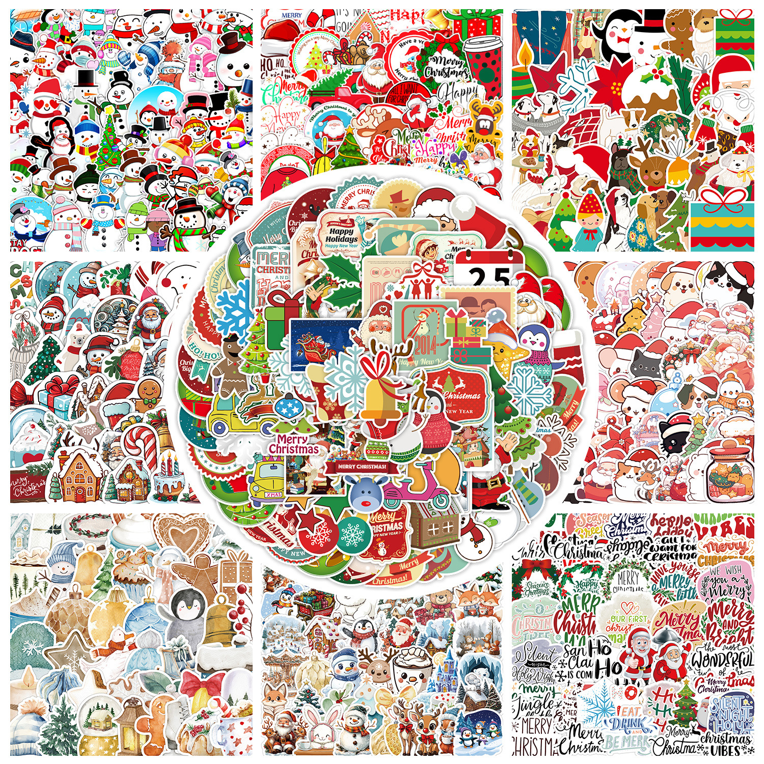 50/100 piezas de pegatinas navideñas de graffiti para coches, teléfonos móviles, botellas de agua, pegatinas decorativas, pegatinas impermeables para diario, venta al por mayor. image 3