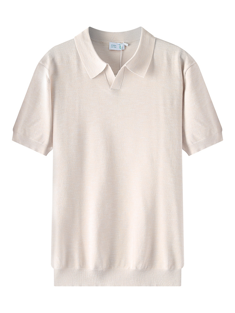 Europa y los Estados Unidos transfronterizos hombres V-collar polo de punto de manga corta verano de negocios casual alta sensación de hombre al por mayor