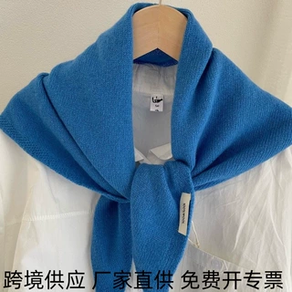 100%羊毛针织三角巾披肩女春秋季保暖护颈围脖多功能百搭小围巾女