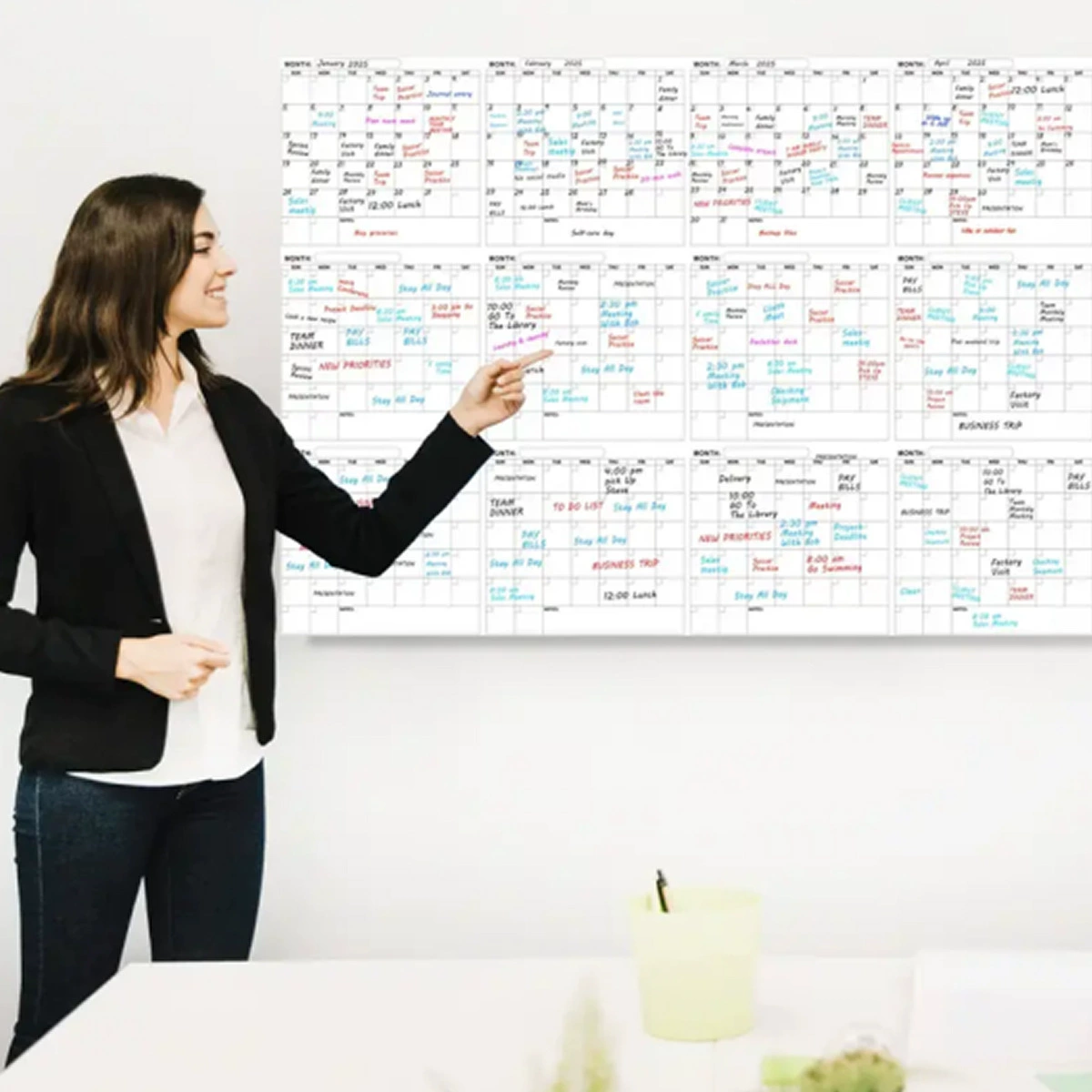 Большой стираемый настенный календарь Amazon 2025 года, бестселлер, без дат, кросс-граничная электронная торговля, английская версия