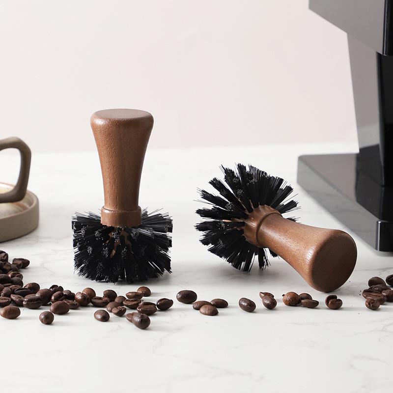 Coffee Powder Bowl Brush Cleaning Brush Coffee Machine Cleaning Accessories Cleaning Coffee Powder Cleaning Brush Powder Cake Brush with Solid Wood Handle