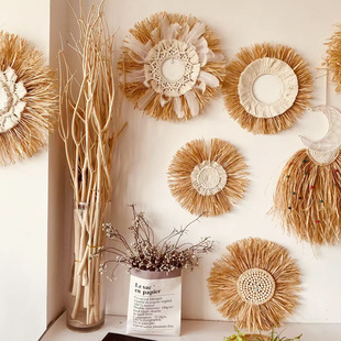 Source Factory Lafitsu Wall Hanging Decorations New Straw Japanese-style Moroccan Hotel Homestay Wall Hanging in stock