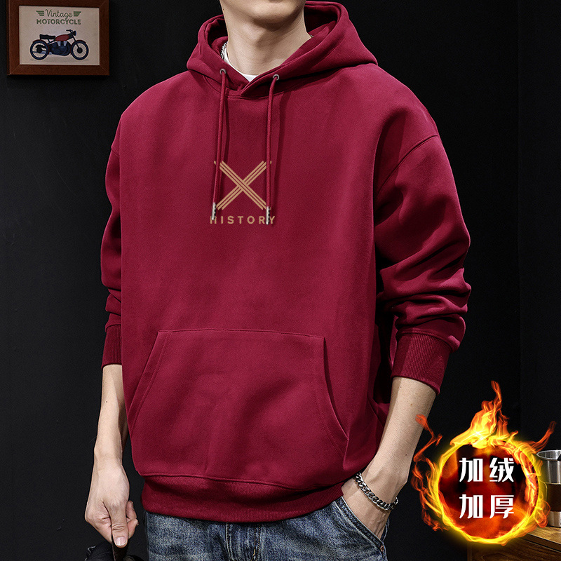 Suéter hombre encapuchado primavera y otoño estilo americano pesado pesado invierno más chaqueta de terciopelo nuevo abrigo de hombre de otoño