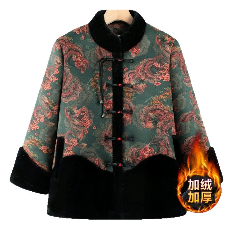 Keep warm fleece winter down jacket for mother, for middle age