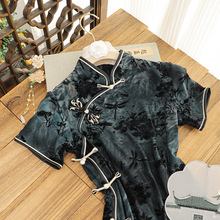 俏娘鱼黑色复古风改良新中式短袖旗袍2025年春季新款老上海日常穿