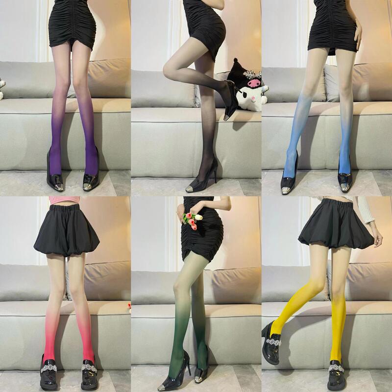 Internet Celebrity Gradient Silk Stockings Women's Spring and Summer Sexy Black Silk Thin Pure Candy Color Spice Girl Bottoming Pantyhose Leg-Beauty Socks