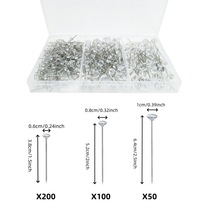 跨境货源350件三款花束装饰固定针套装不锈钢定位针高透亮钻石针