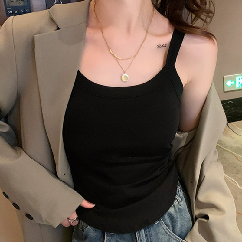 純欲ギャル純綿ストラップ美背ベスト一体式胸パッド付き|undefined