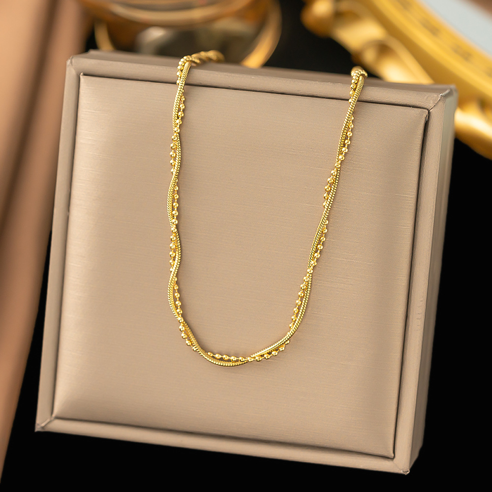 Collar al por mayor transfronterizo de las mujeres que no se desvanece elegante de lujo exquisito Acero de titanio nuevo nicho de las mujeres cadena de la clavícula de la moda del todo fósforo