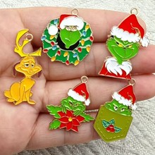 圣诞节绿毛怪格林奇吊坠饰品配件DIY耳环钥匙扣箱包挂件配饰
