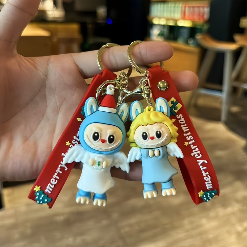 拉布布钥匙扣挂件圣诞节拉布布盲盒公仔卡通软胶labubu汽车钥匙链|undefined
